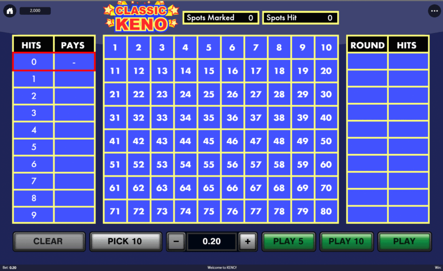 Keno Board