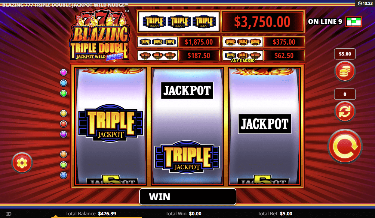 Blazing 777 Triple Double Jackpot Wild Nudge