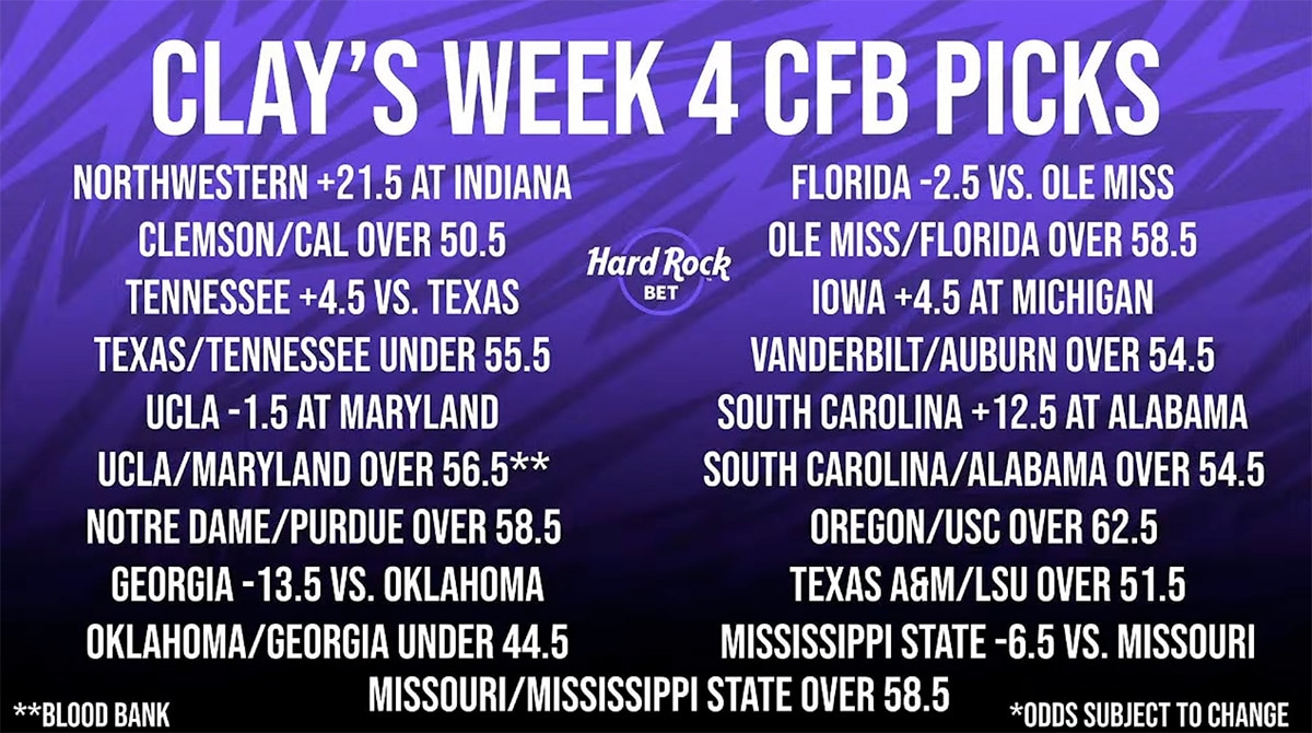 Clay Travis Week 4 College Football Picks